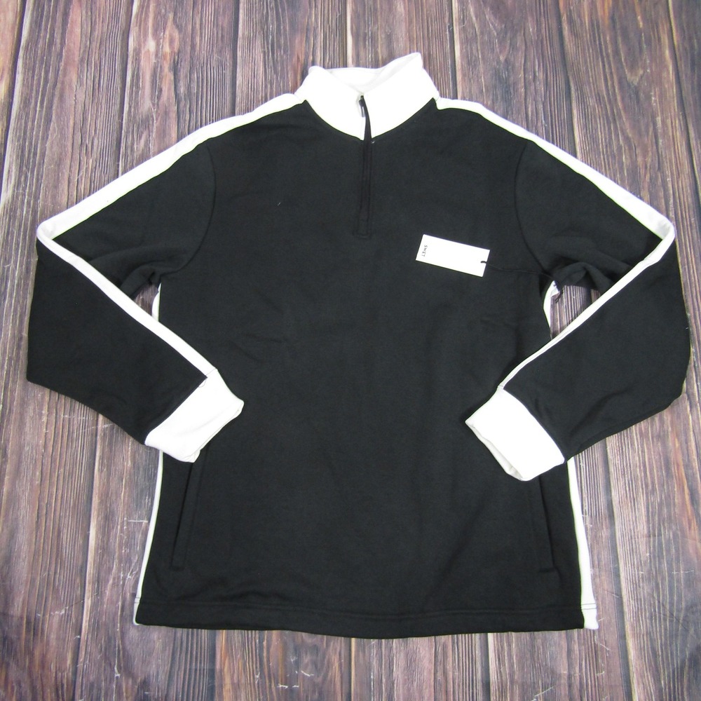 Swet Tailor‎ Pullover Mens Large Black White Quarter Zip Track Top Long Sleeve